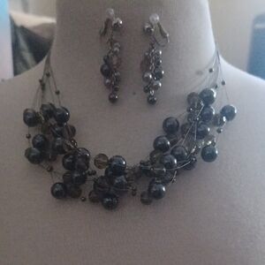 Joan Rivers Black and Brown Beaded Necklace Set